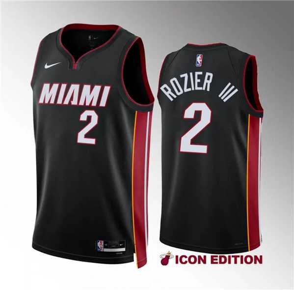 Men%27s Miami Heat #2 Terry Rozier III Black Icon Edition Stitched Basketball Jersey Dzhi